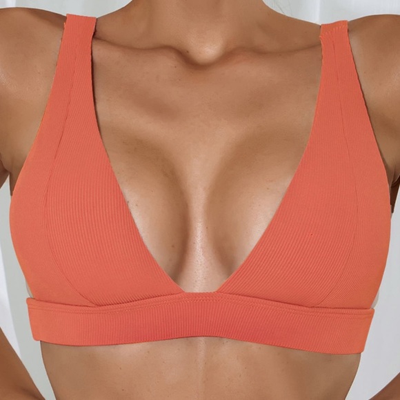 Orange Ribbed Bikini Top - Picture 2 of 5